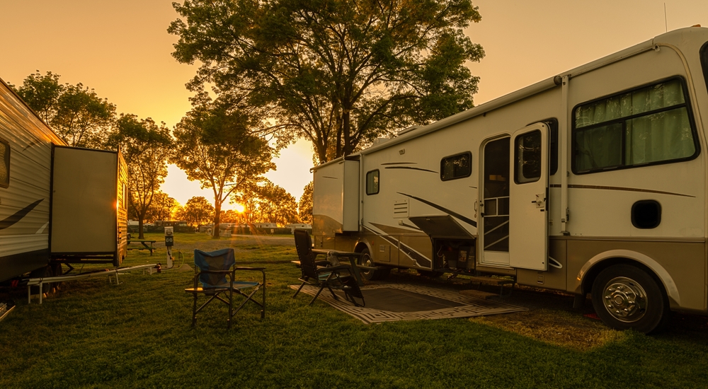 Cozy motorhome sunset. Finance a motorhome for your next trip